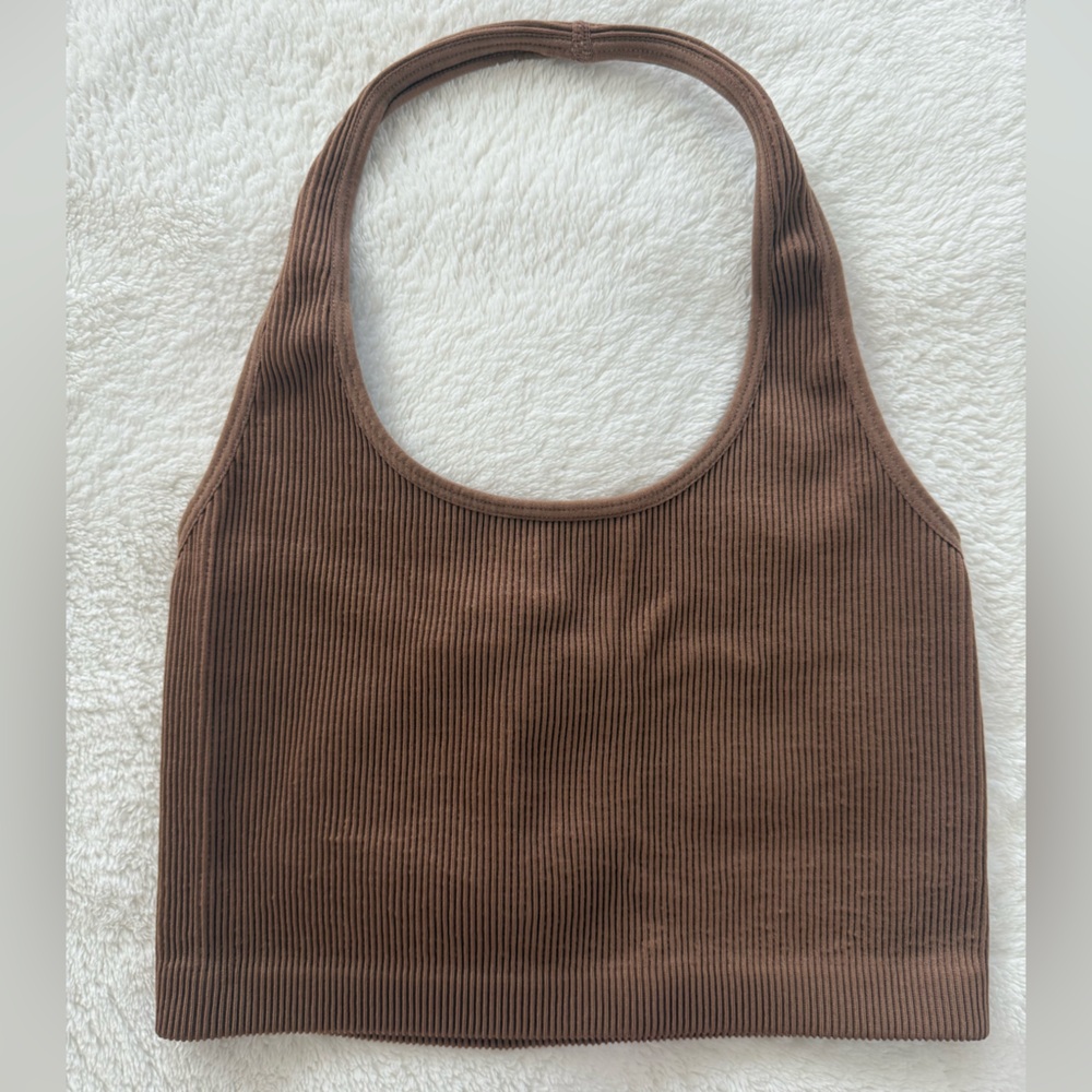 Brown Ribbed Tank Top